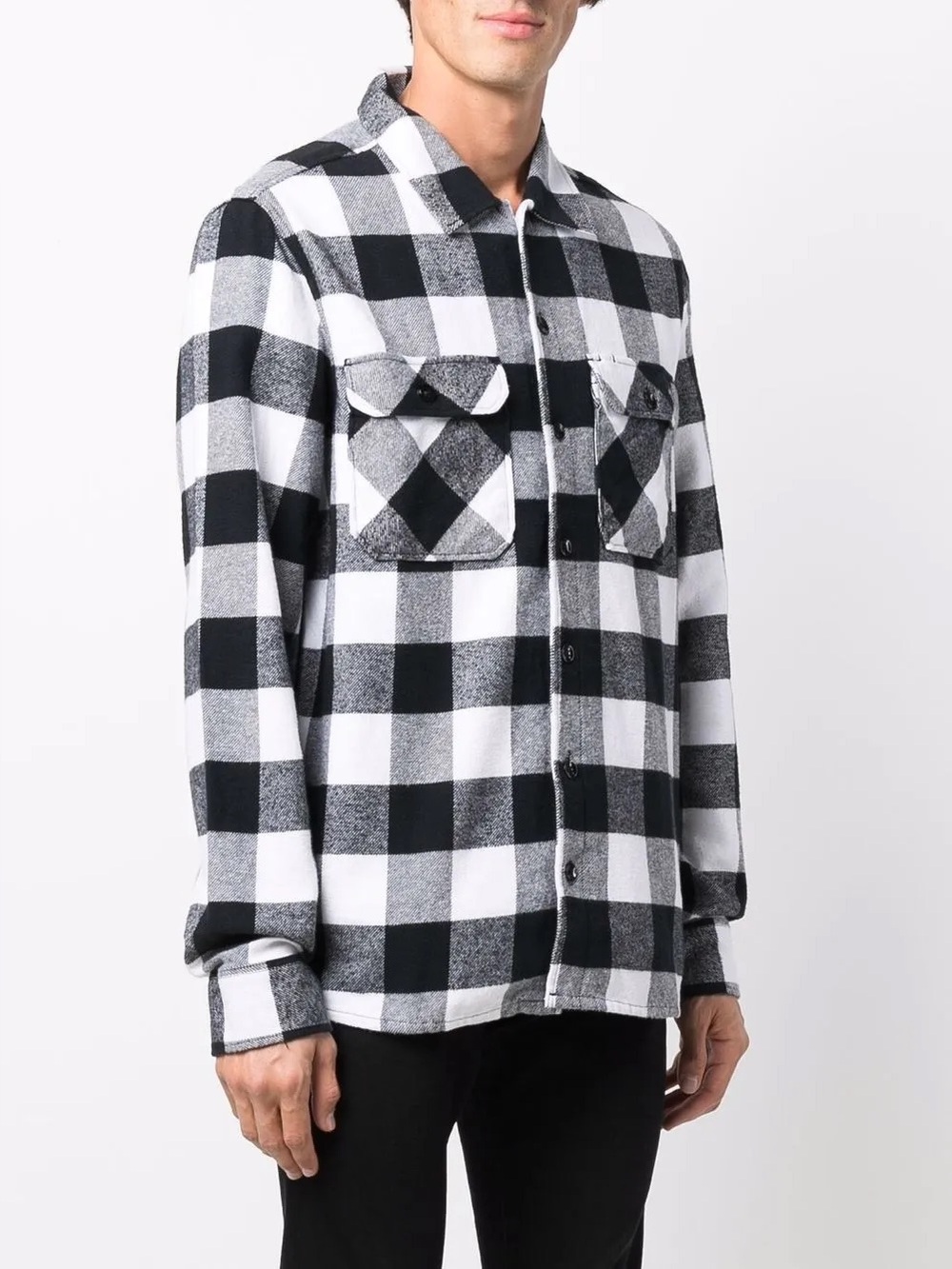 Dickies Black & White Checkered Plaid Button-Up Lined Overshirt